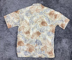 Tori Richard Honolulu Men's Shirt Cotton Hawaiian  Size L Beige Blue Brown Leaf