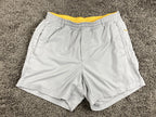 Birddogs Men Large Short 6 Inseam Gray Yellow Lined 3-in-1 Athletic Gym Shorts L