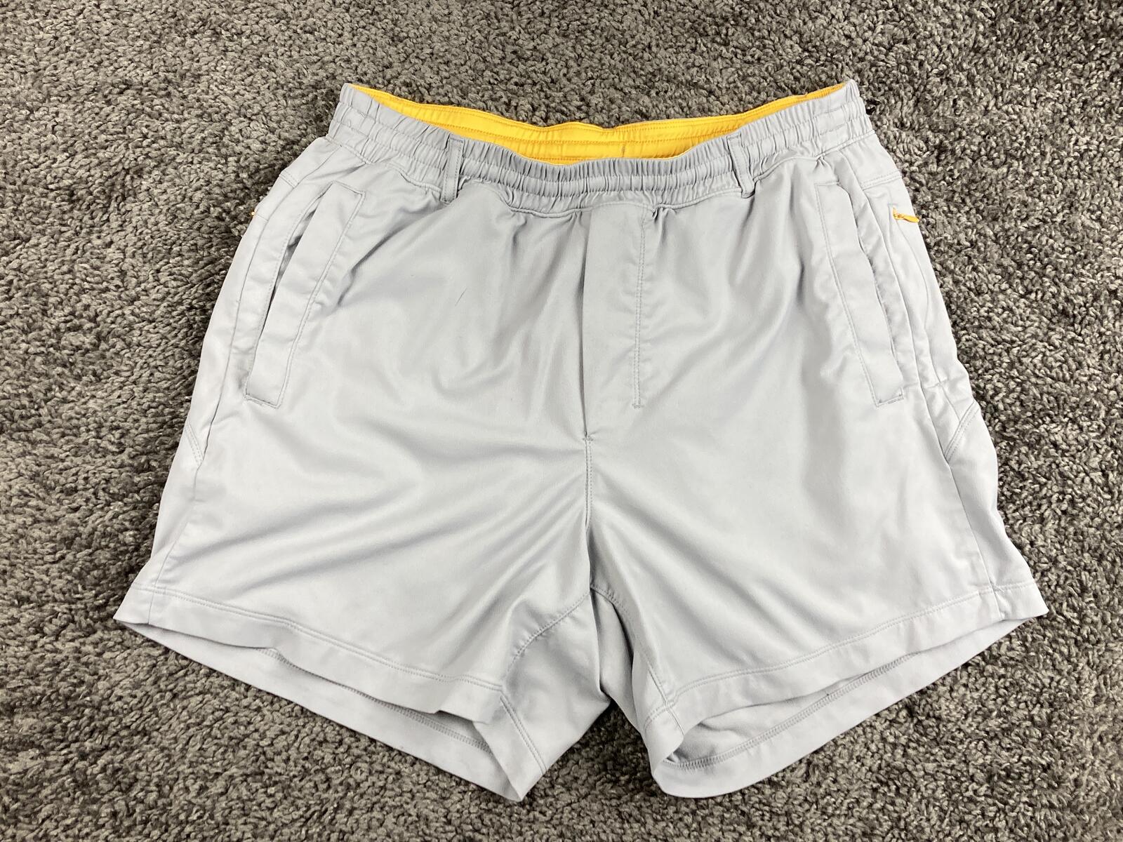 Birddogs Men Large Short 6 Inseam Gray Yellow Lined 3-in-1 Athletic Gym Shorts L