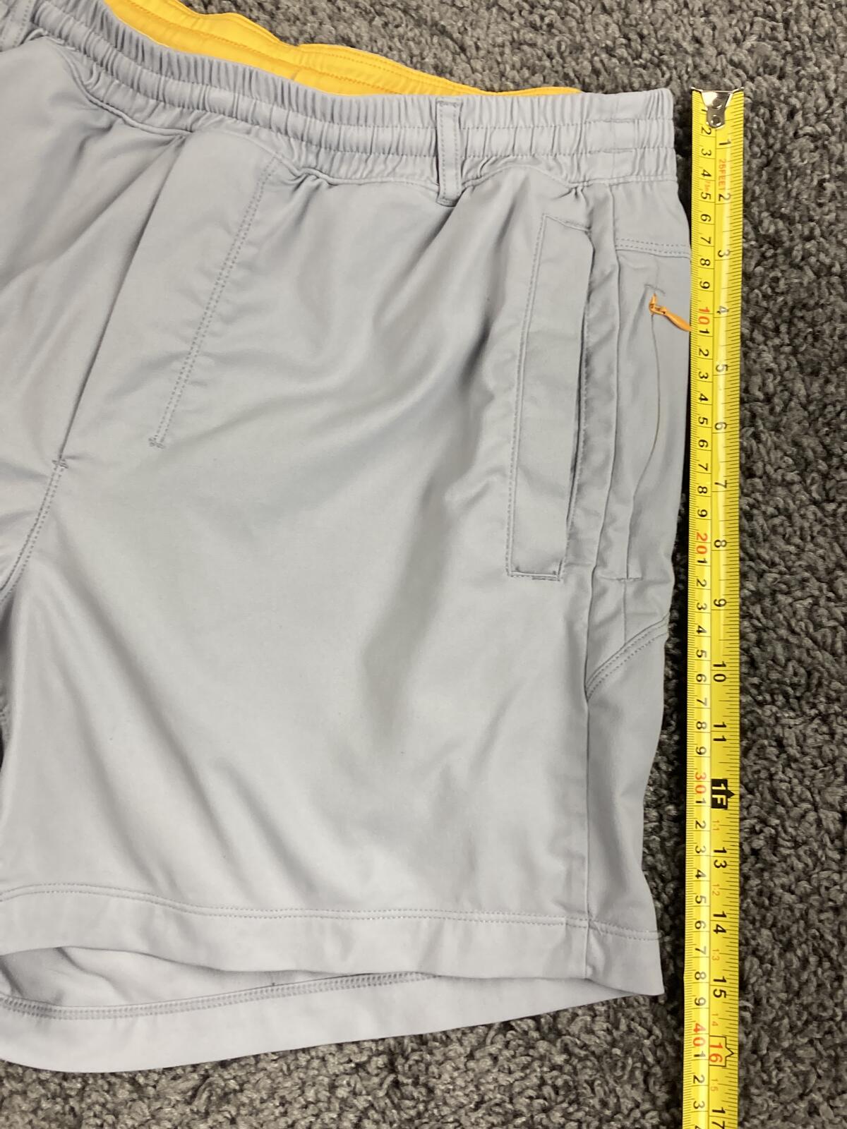 Birddogs Men Large Short 6 Inseam Gray Yellow Lined 3-in-1 Athletic Gym Shorts L