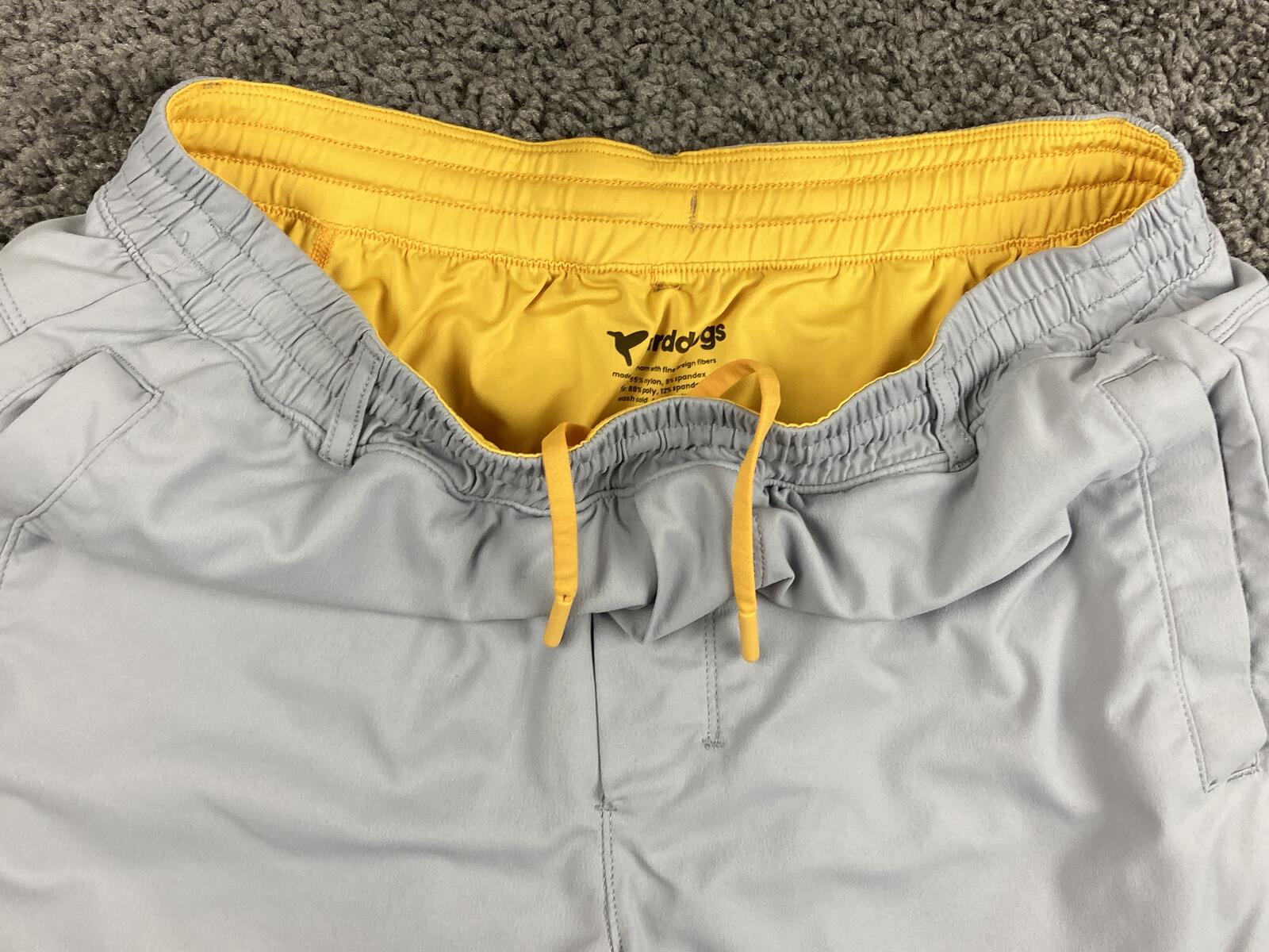 Birddogs Men Large Short 6 Inseam Gray Yellow Lined 3-in-1 Athletic Gym Shorts L