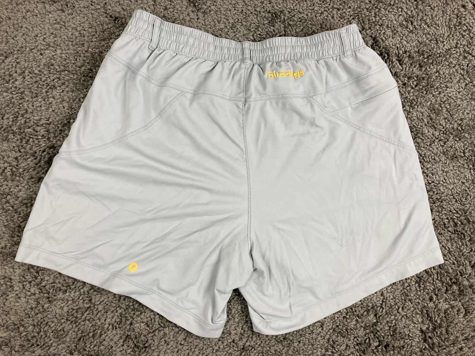 Birddogs Men Large Short 6 Inseam Gray Yellow Lined 3-in-1 Athletic Gym Shorts L