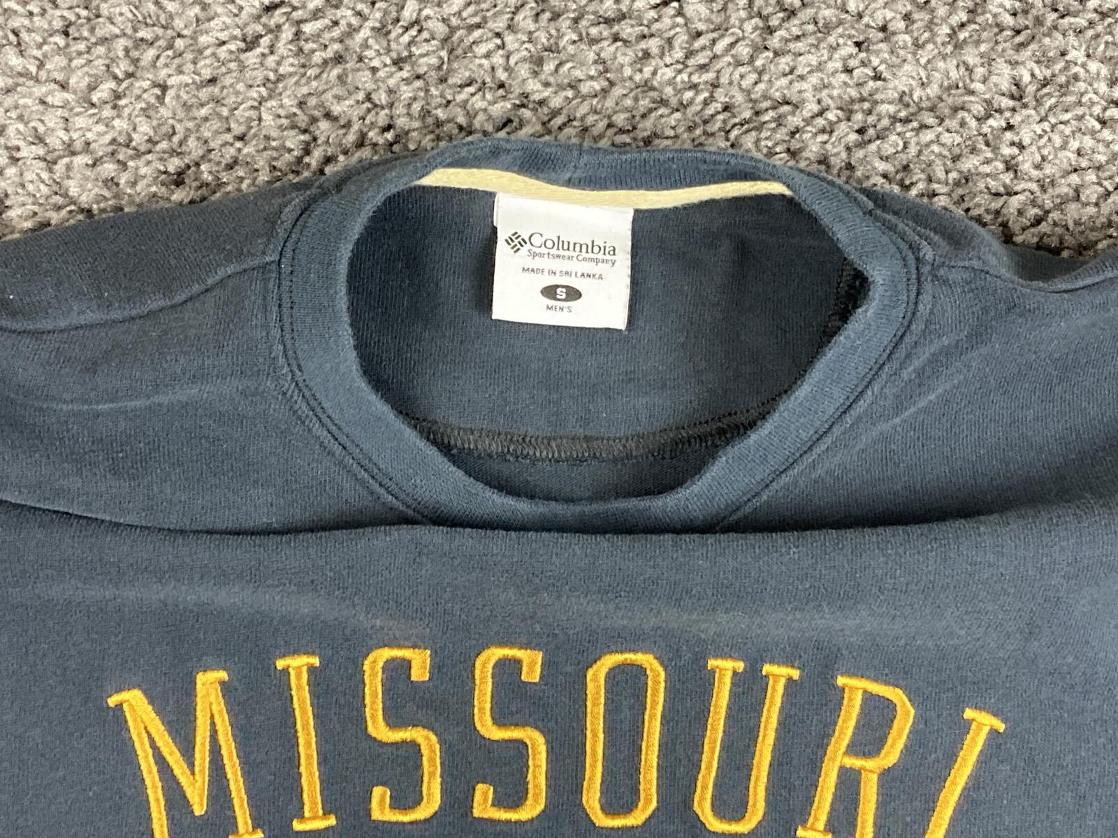 Columbia Missouri Tigers Mizzou Vintage Long Sleeve Sweatshirt Embroidered Sz S