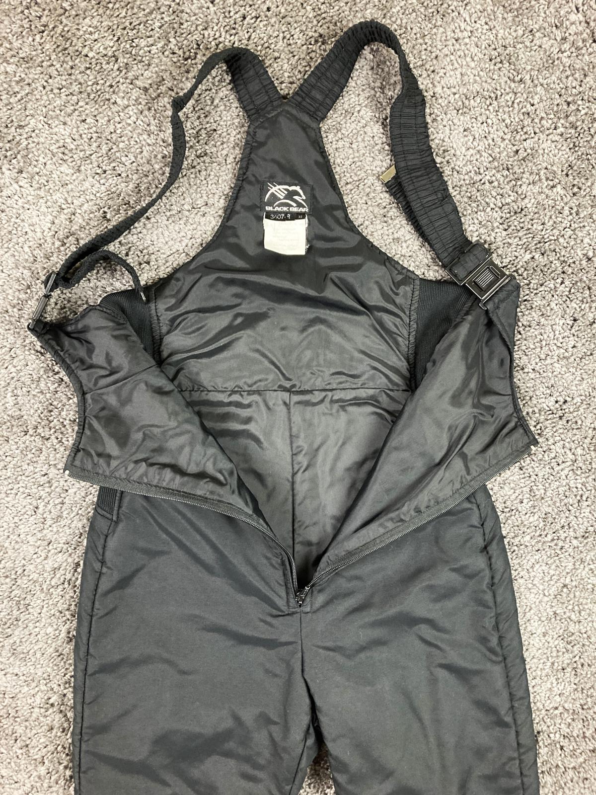 VTG Black Bear Insulated Snow Bib Overalls Black Ski Suit Pants Youth/Adult XS