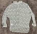 Kut from the Kloth Blouse Floral Split Neck Green Blue White Size Large