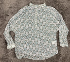 Kut from the Kloth Blouse Floral Split Neck Green Blue White Size Large