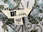 Kut from the Kloth Blouse Floral Split Neck Green Blue White Size Large