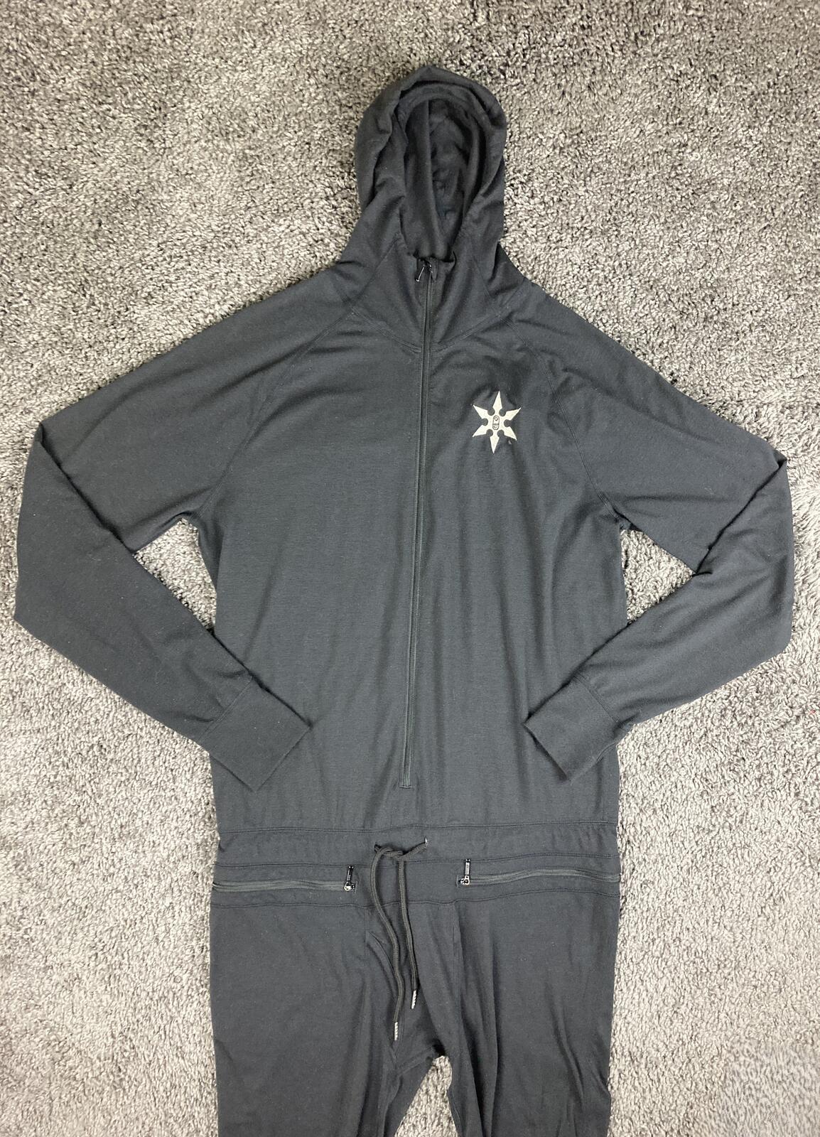 Airblaster Classic Ninja Suit Mens Black One Piece Base Layer Hooded Ski Snow L