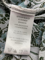 Kut from the Kloth Blouse Floral Split Neck Green Blue White Size Large