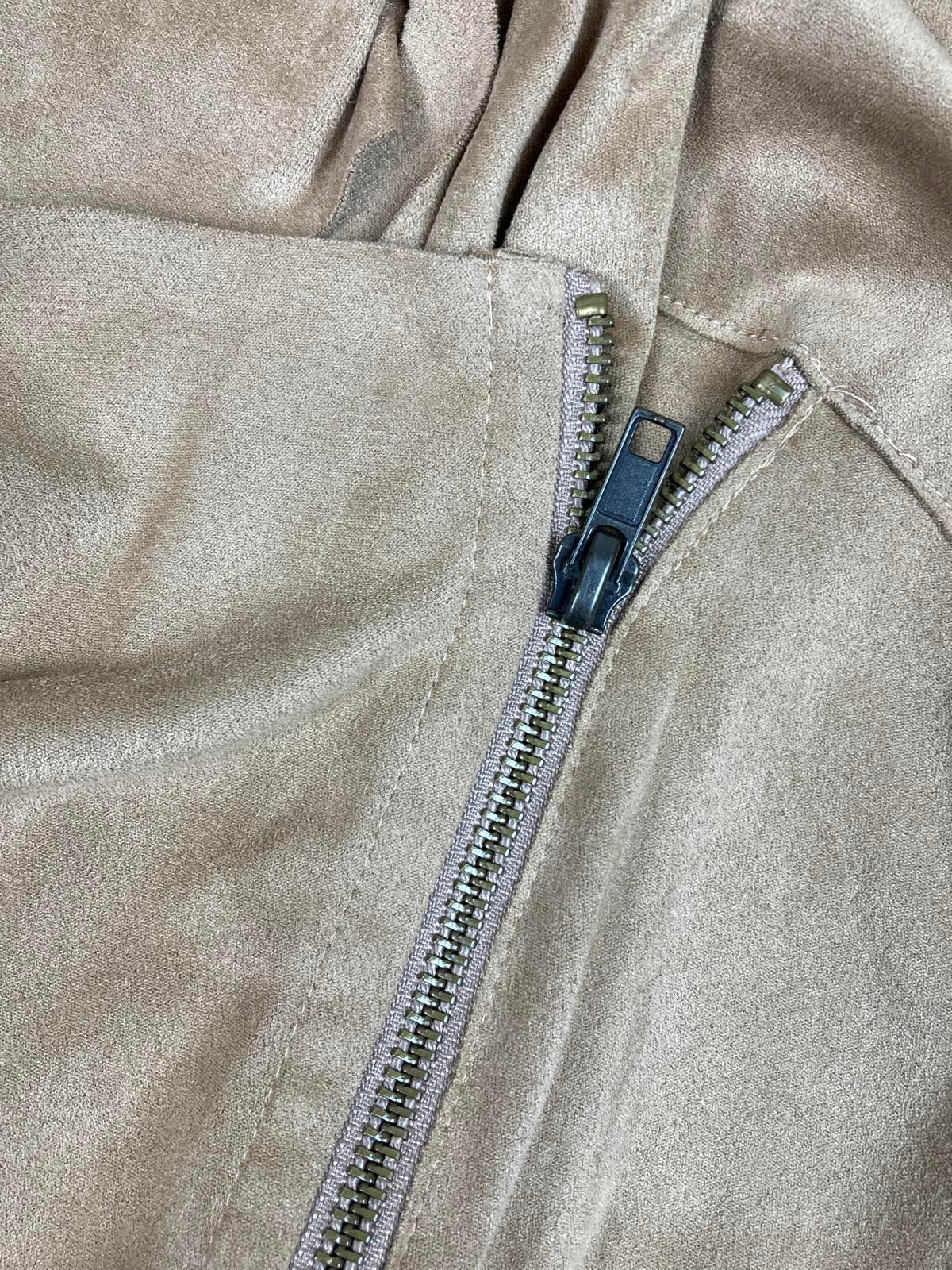 Mote Anthropologie Faux Suede Women's Asymmetrical Zip Jacket Tan Size Medium