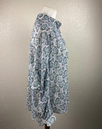 Kut from the Kloth Blouse Floral Split Neck Green Blue White Size Large