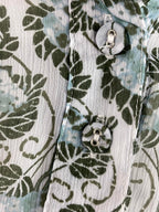 Kut from the Kloth Blouse Floral Split Neck Green Blue White Size Large