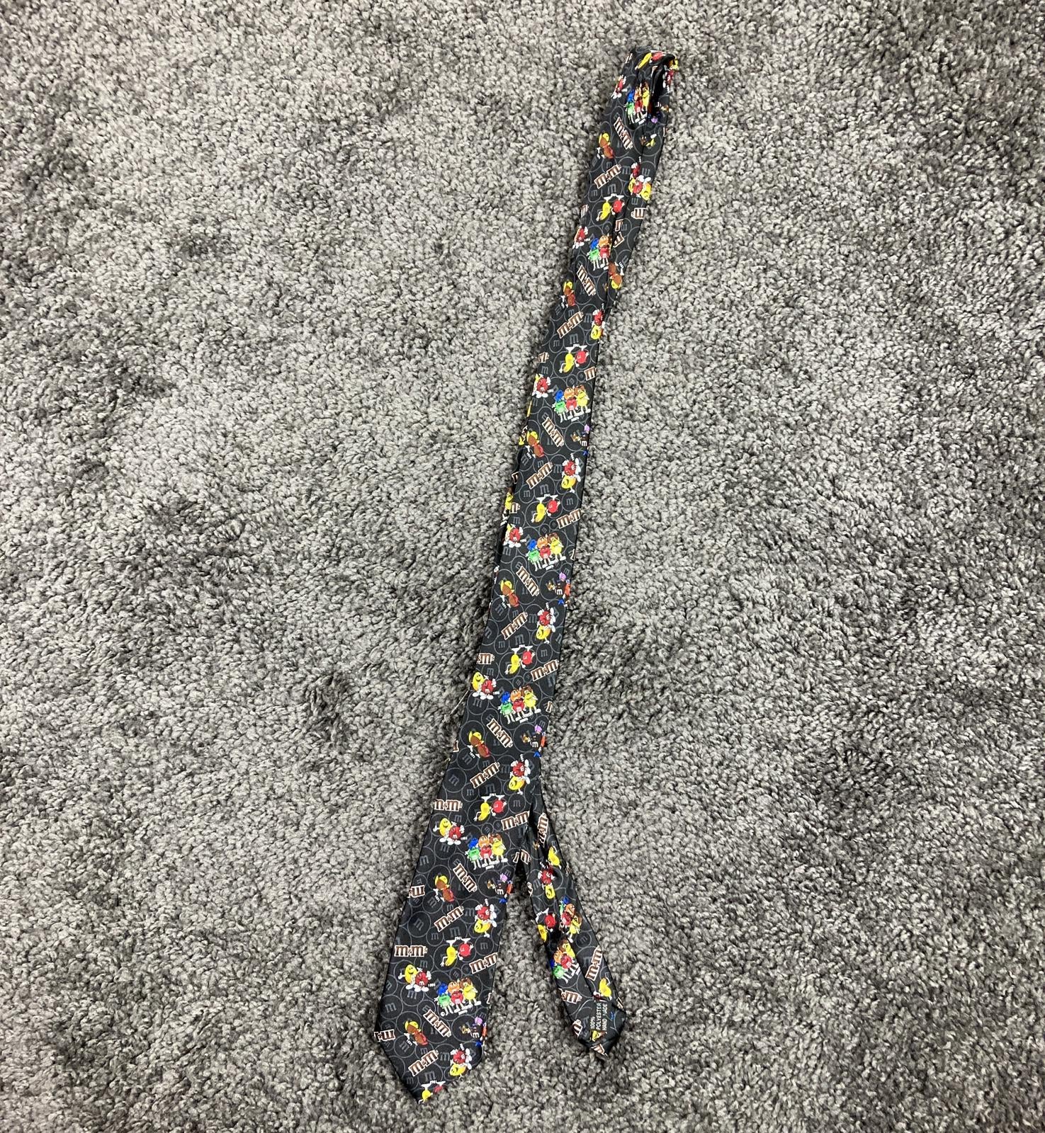 M&M’s Characters Necktie Black Novelty Colorful Graphic Print Polyester
