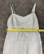 Tommy Bahama 100% Linen Midi Dress Womens Gray Smocked Back hi-lo Strappy Sz XS