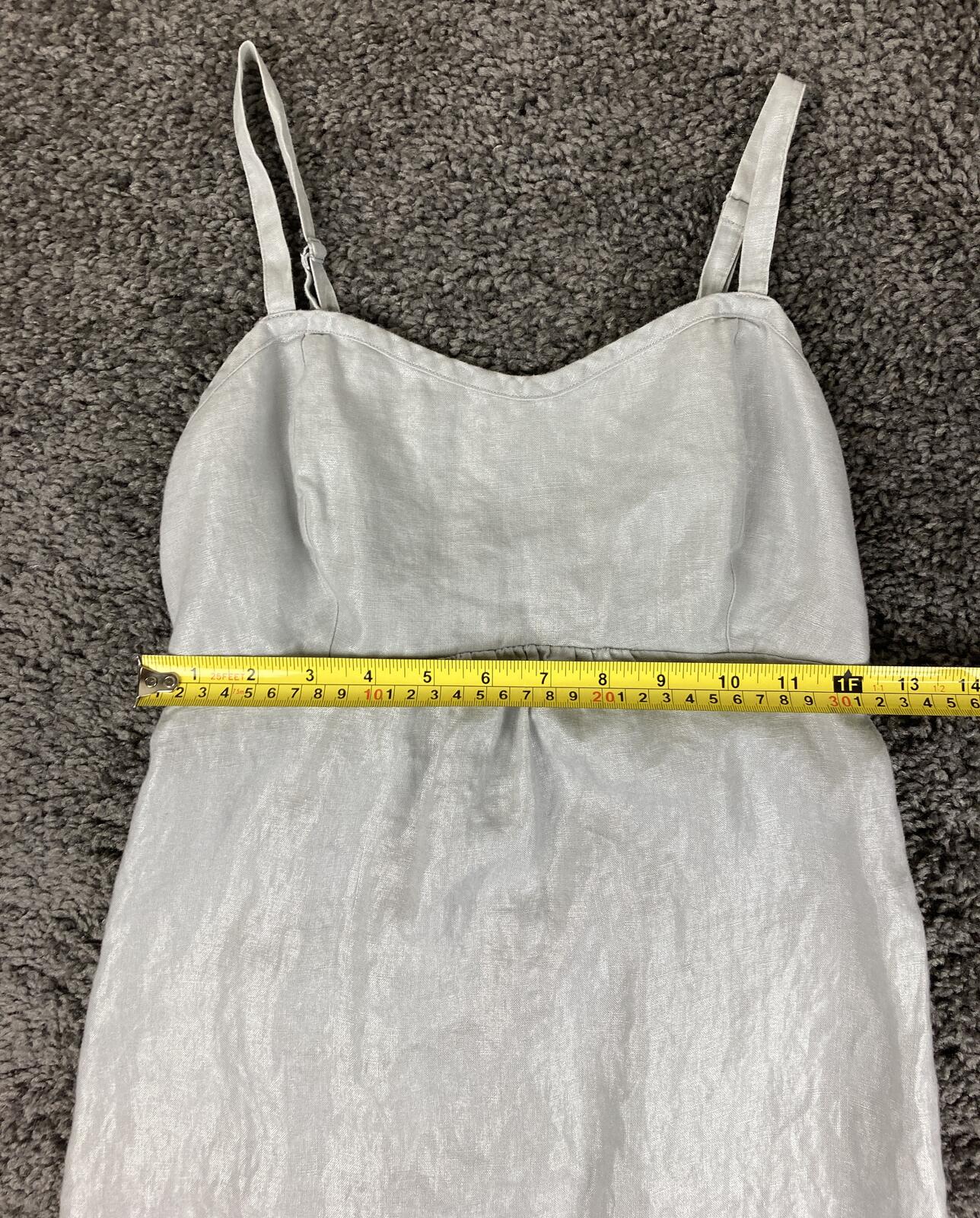 Tommy Bahama 100% Linen Midi Dress Womens Gray Smocked Back hi-lo Strappy Sz XS