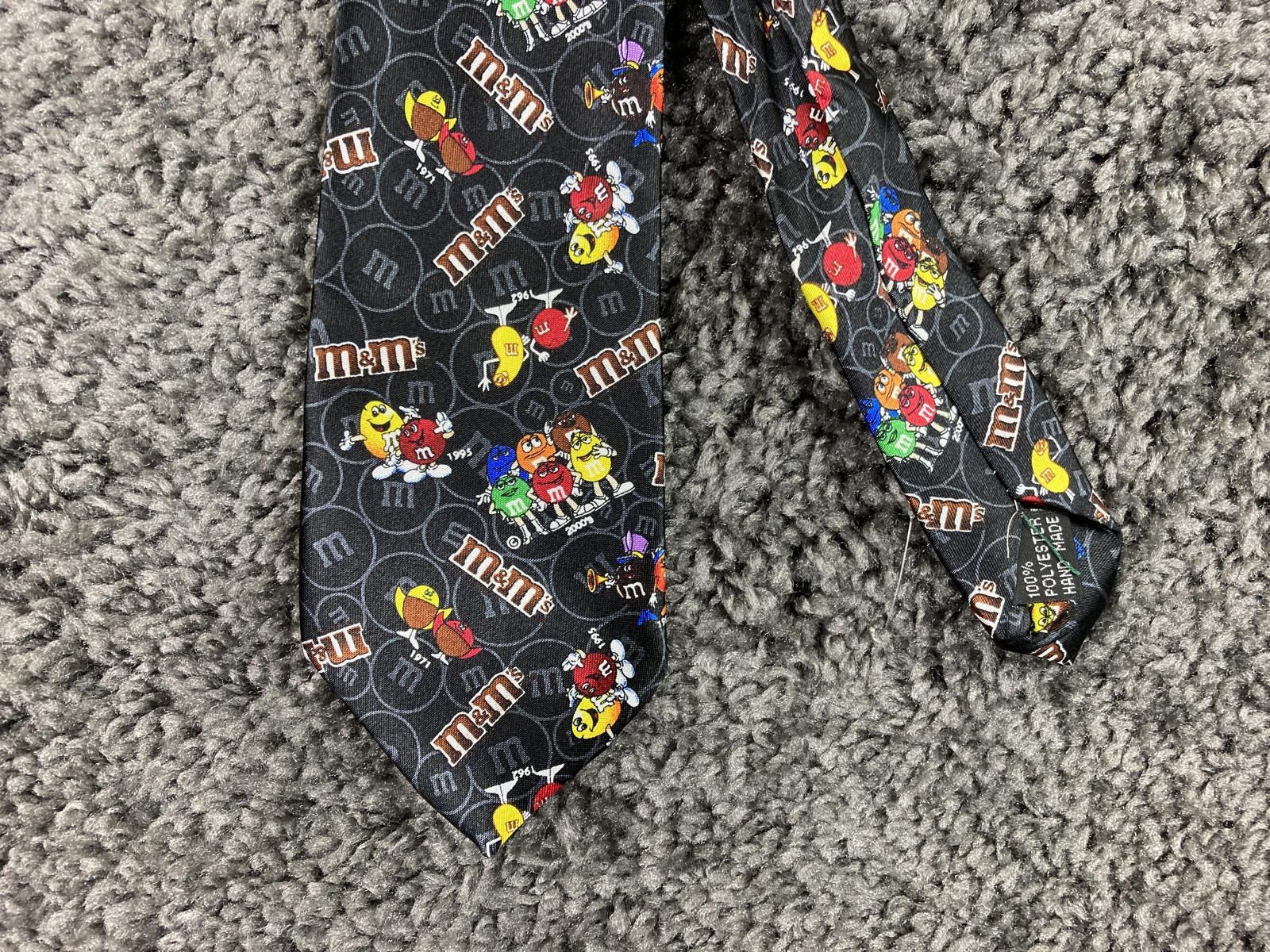 M&M’s Characters Necktie Black Novelty Colorful Graphic Print Polyester