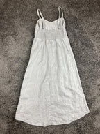 Tommy Bahama 100% Linen Midi Dress Womens Gray Smocked Back hi-lo Strappy Sz XS