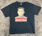 Rocketman Kim Jong Un Graphic T Shirt Mens Black Satire Funny Novelty Gildan XL
