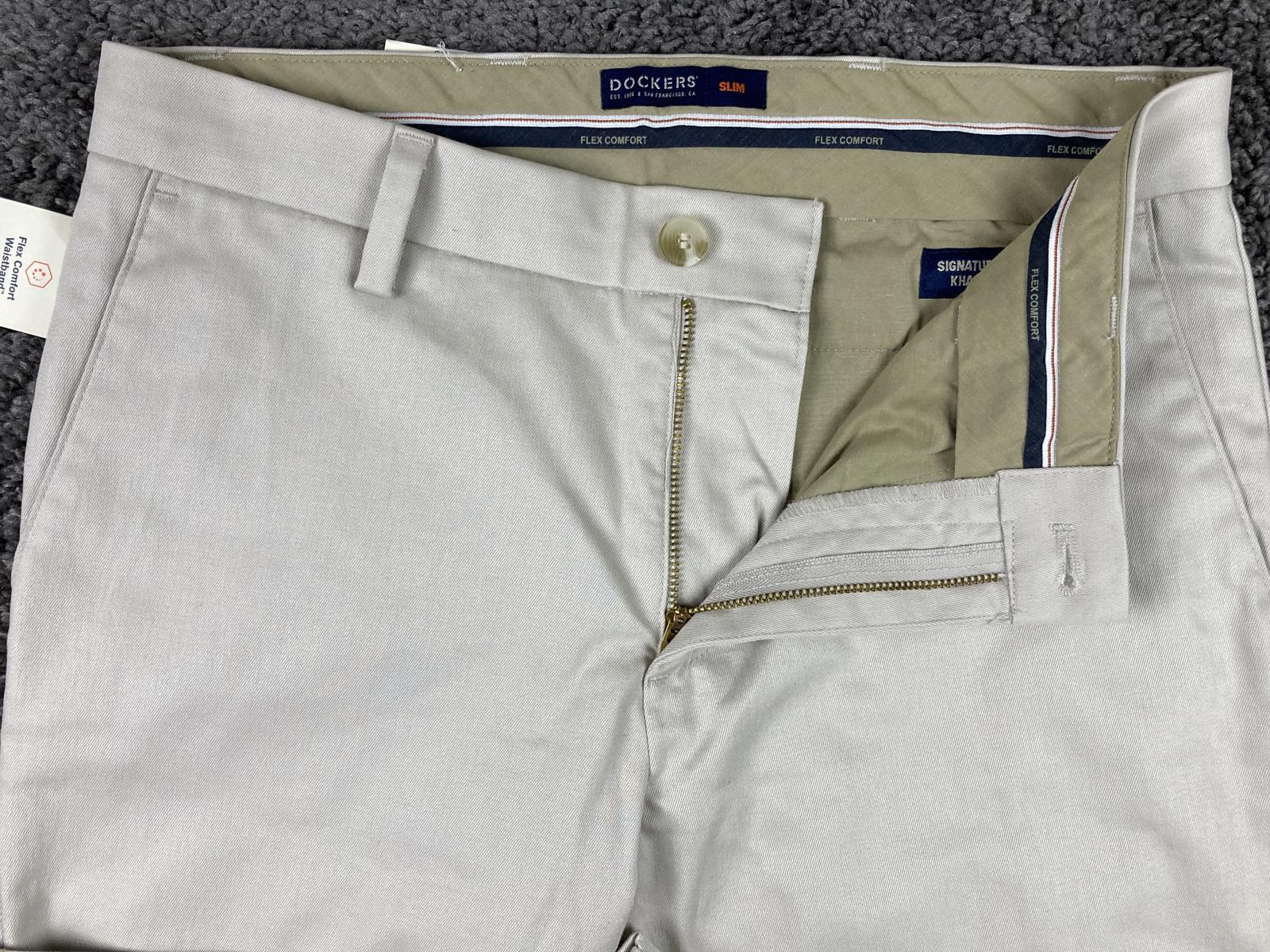 Dockers Signature Khaki Slim Fit Pants Beige Stone Flex Comfort 30x30 NWT