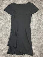 SL Fashions Black Beaded Floral Dress Women Size 6 Approx Asymmetrical Hem