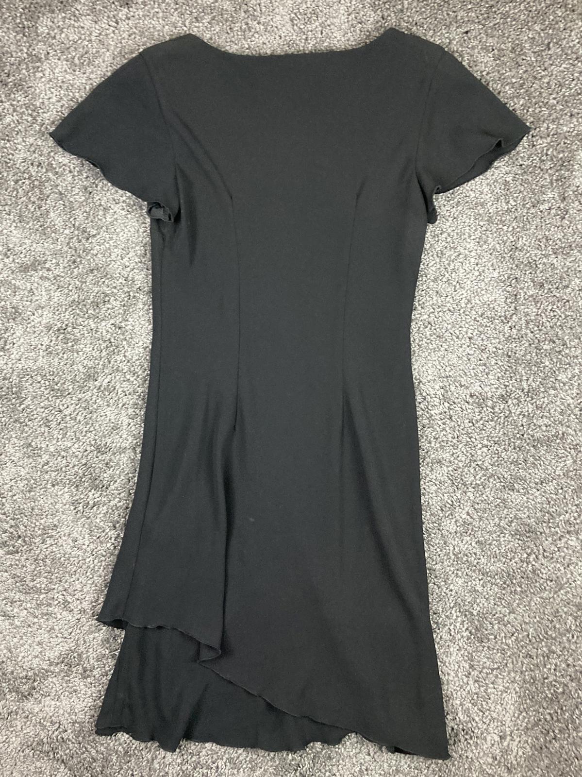 SL Fashions Black Beaded Floral Dress Women Size 6 Approx Asymmetrical Hem