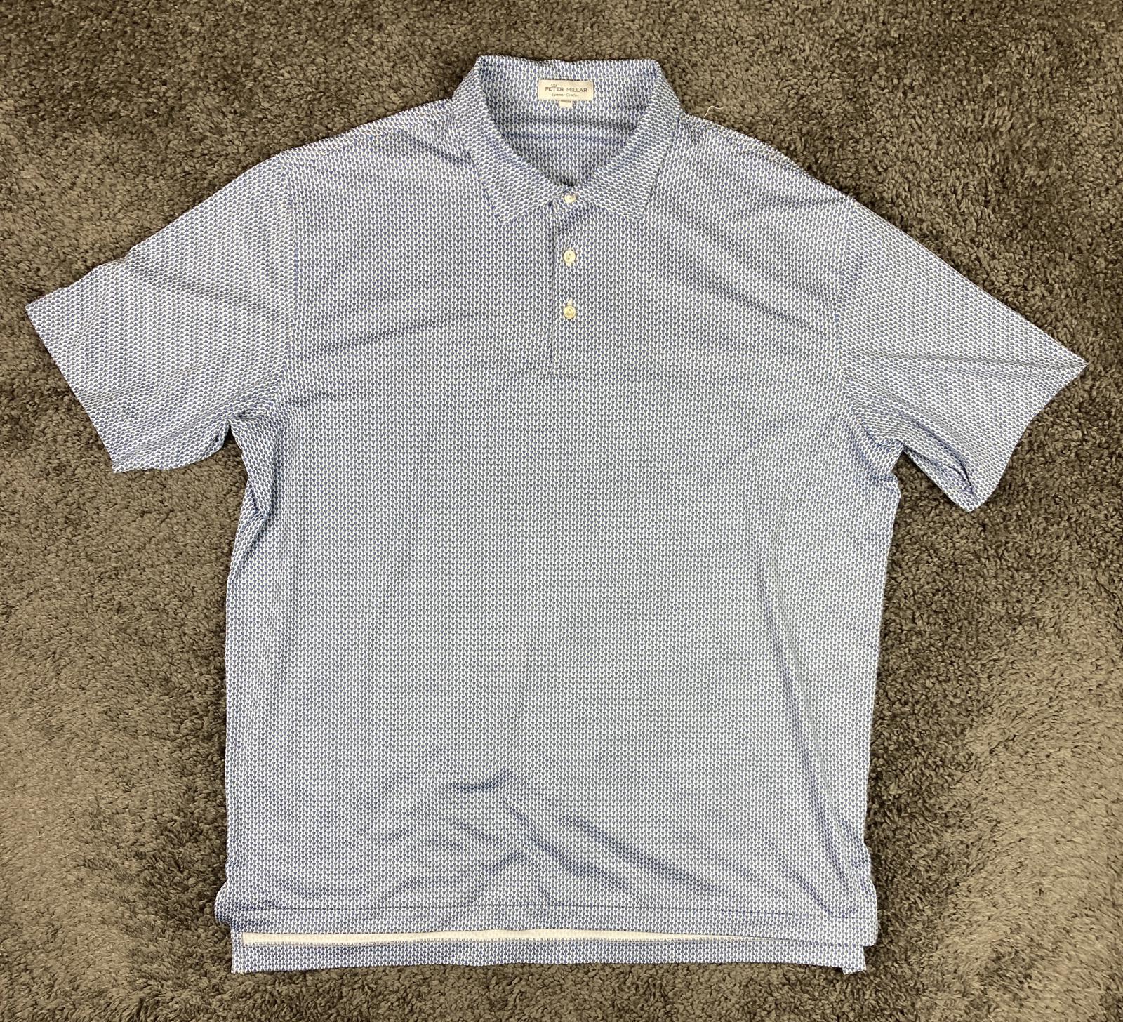 Peter Millar XL Summer Comfort Polo Blue Birdie Shuttlecock Golf Club Logo B