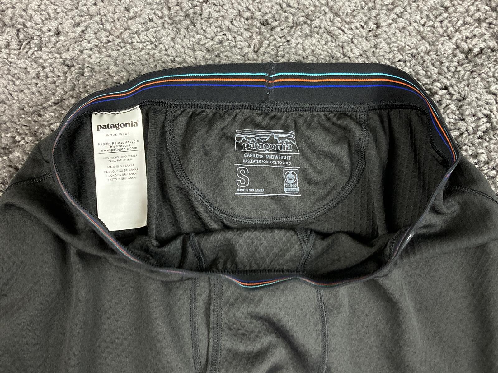 Patagonia Capilene Midweight Baselayer Pants Mens Black Thermal Leggings Sz S
