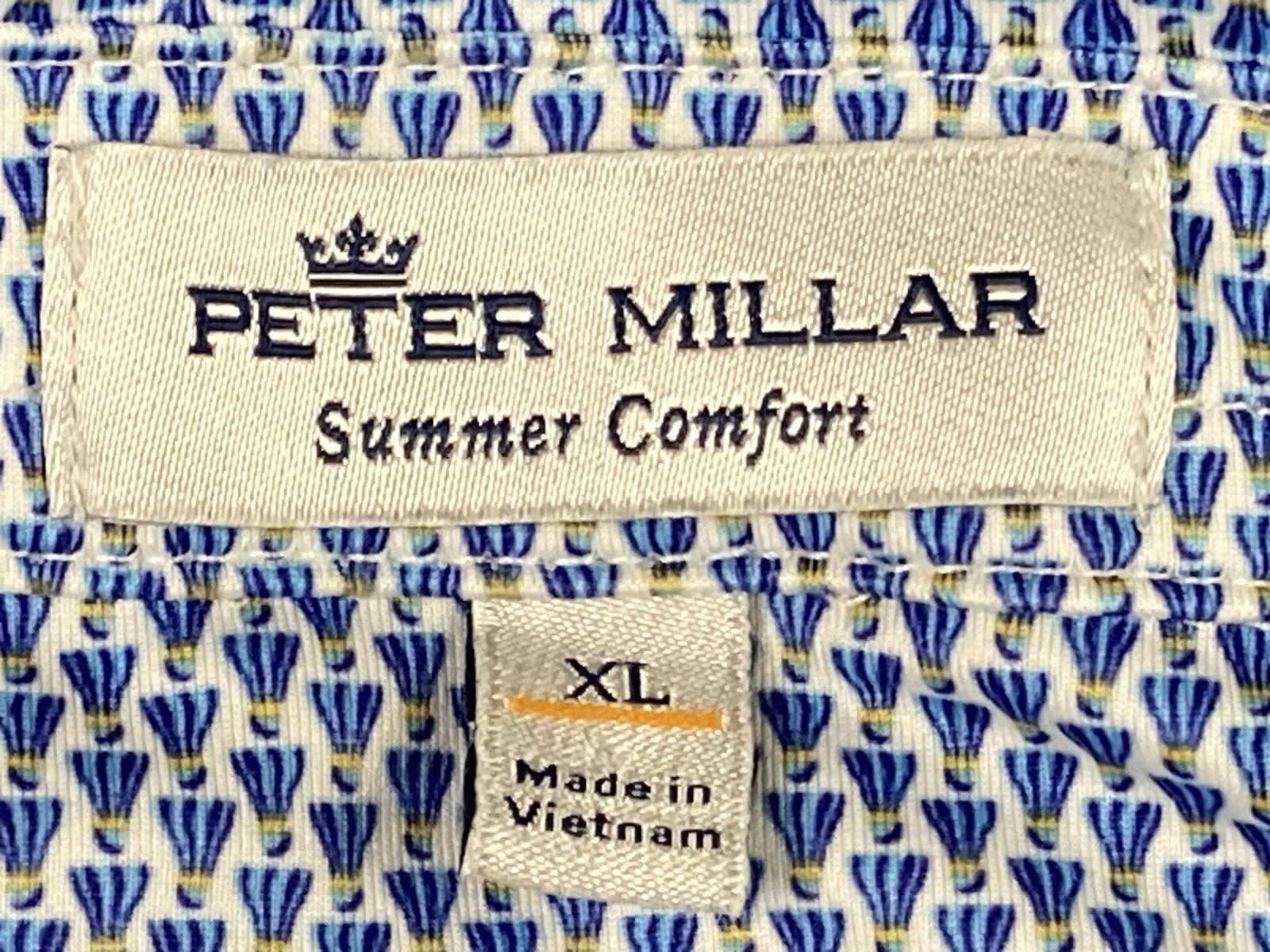 Peter Millar XL Summer Comfort Polo Blue Birdie Shuttlecock Golf Club Logo B