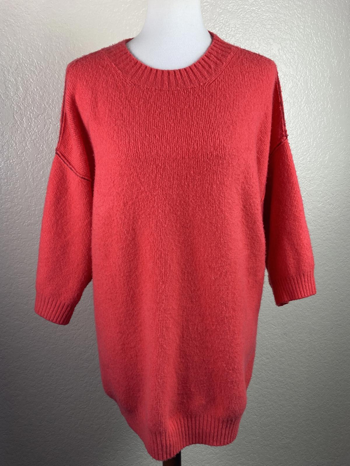 MOTH by Anthropologie Sweater Red Alpaca Wool Blend Short Sleeve Women M