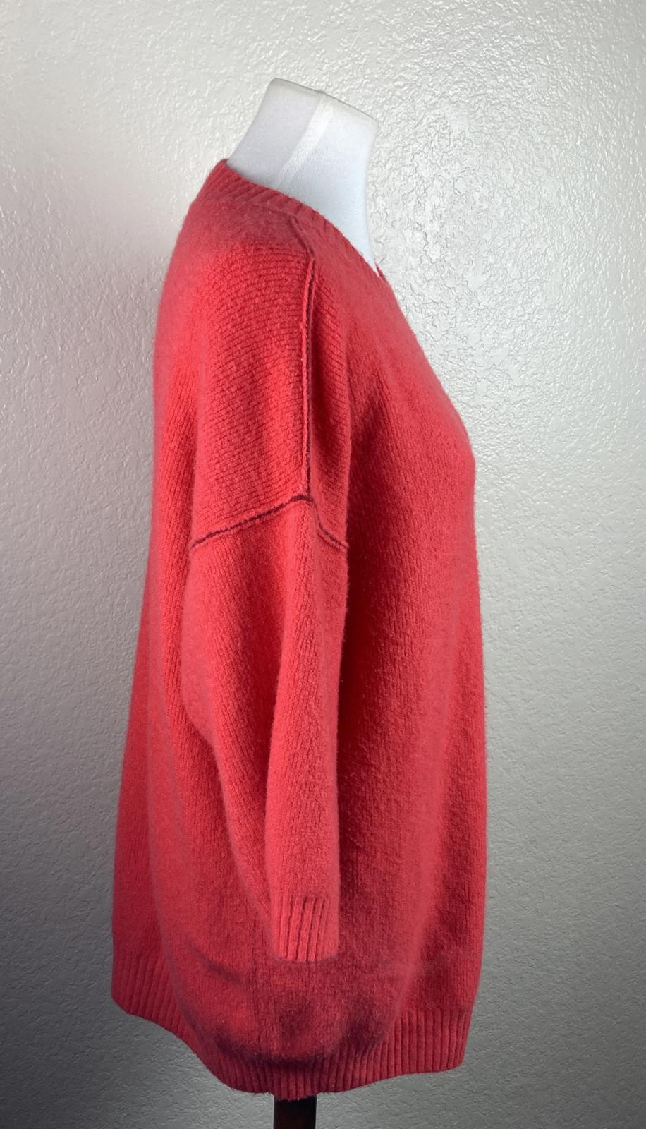 MOTH by Anthropologie Sweater Red Alpaca Wool Blend Short Sleeve Women M