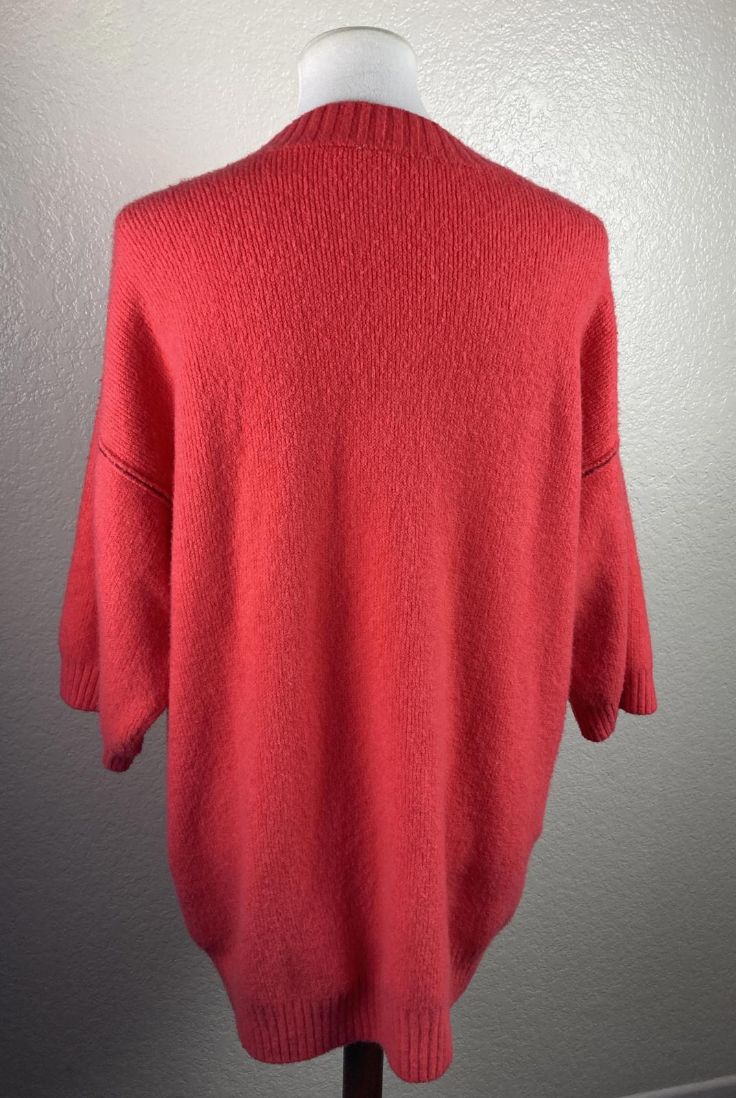 MOTH by Anthropologie Sweater Red Alpaca Wool Blend Short Sleeve Women M