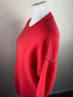 MOTH by Anthropologie Sweater Red Alpaca Wool Blend Short Sleeve Women M