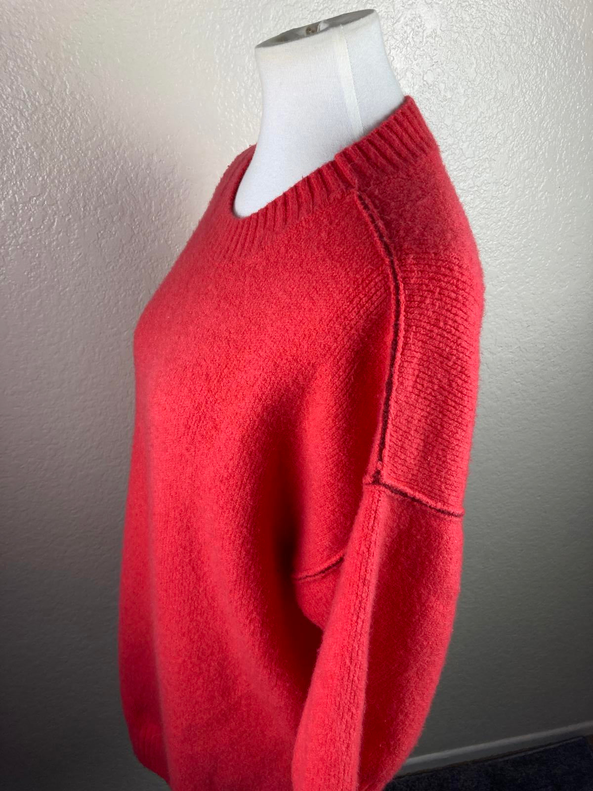 MOTH by Anthropologie Sweater Red Alpaca Wool Blend Short Sleeve Women M