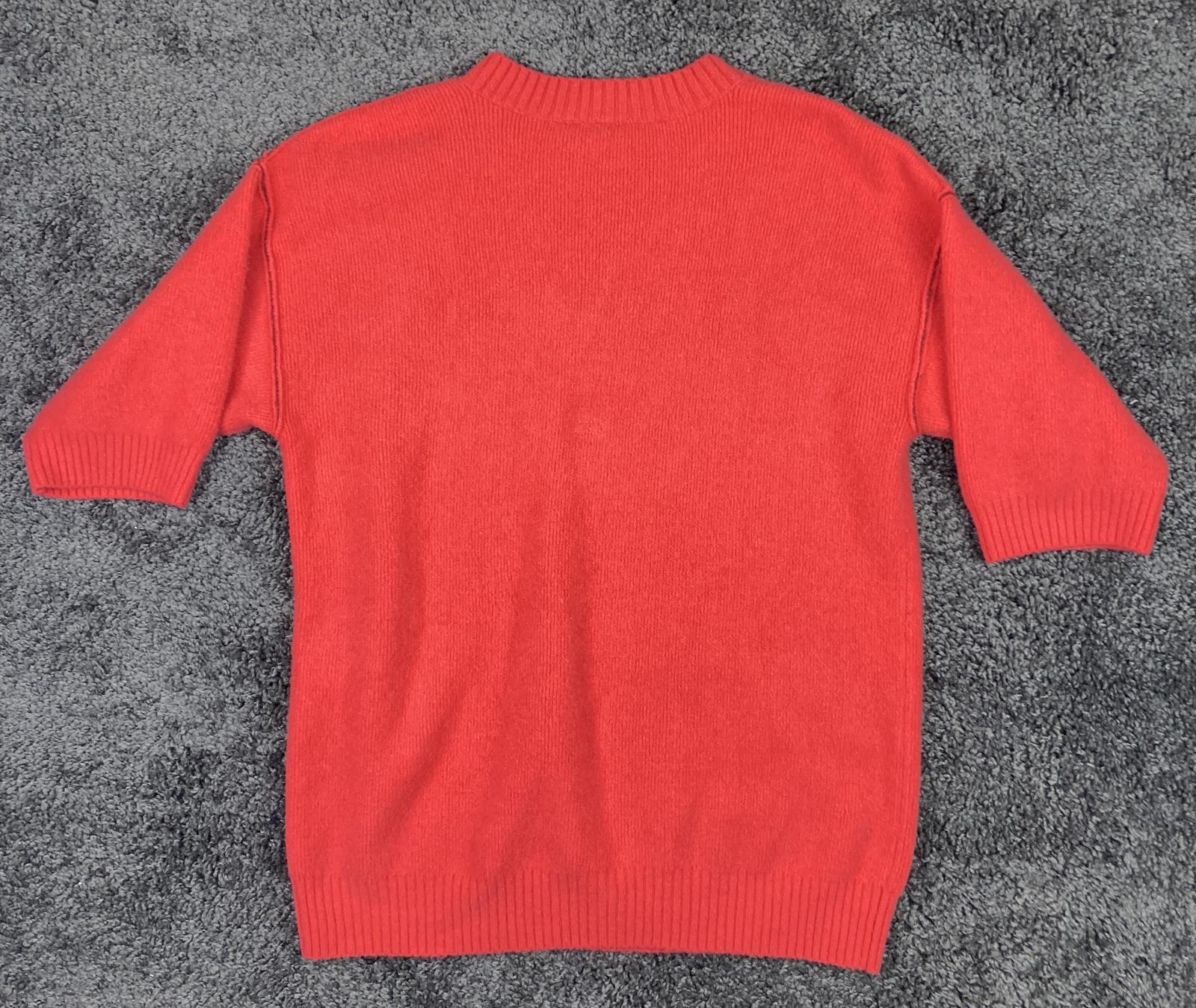 MOTH by Anthropologie Sweater Red Alpaca Wool Blend Short Sleeve Women M