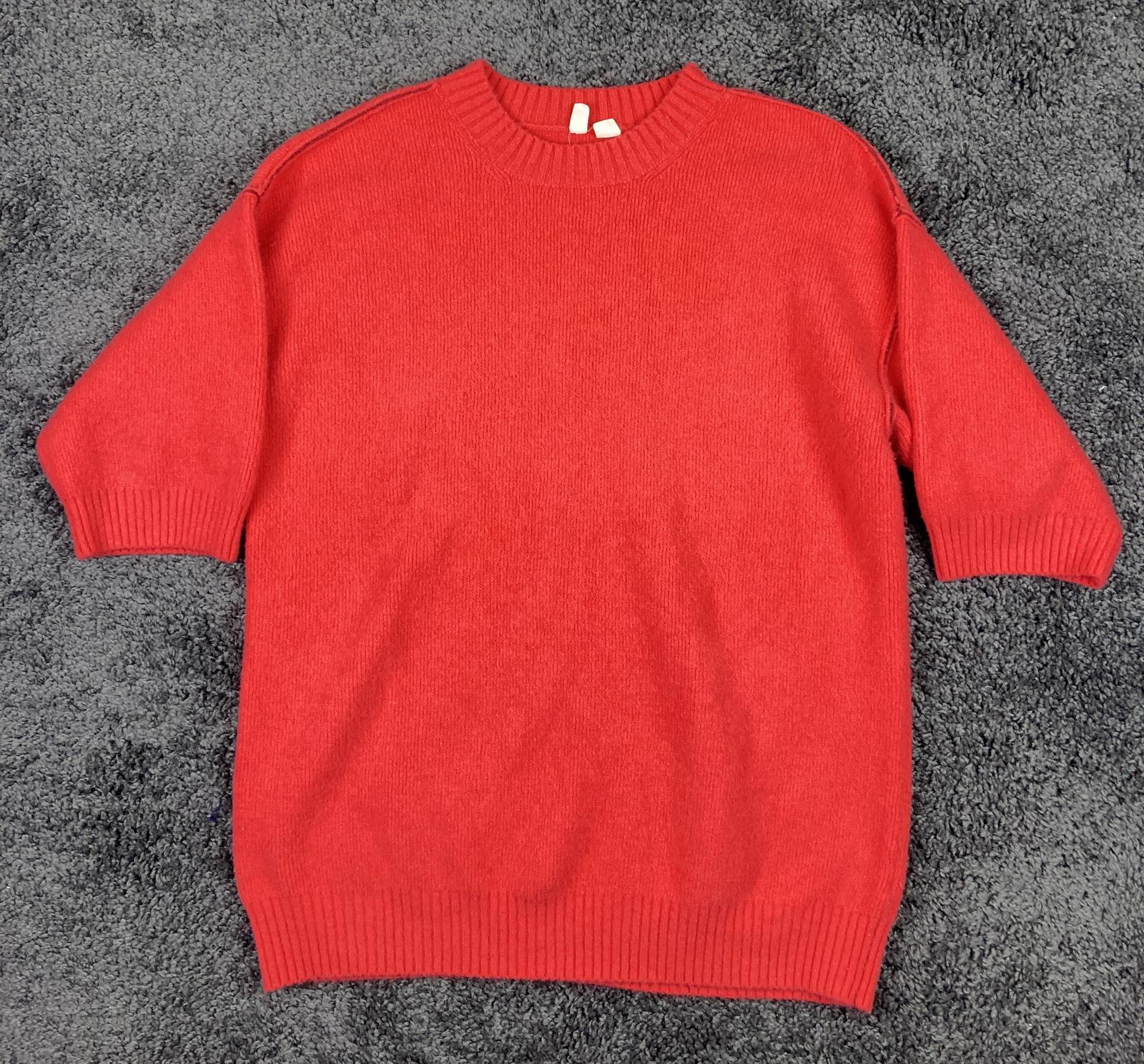 MOTH by Anthropologie Sweater Red Alpaca Wool Blend Short Sleeve Women M