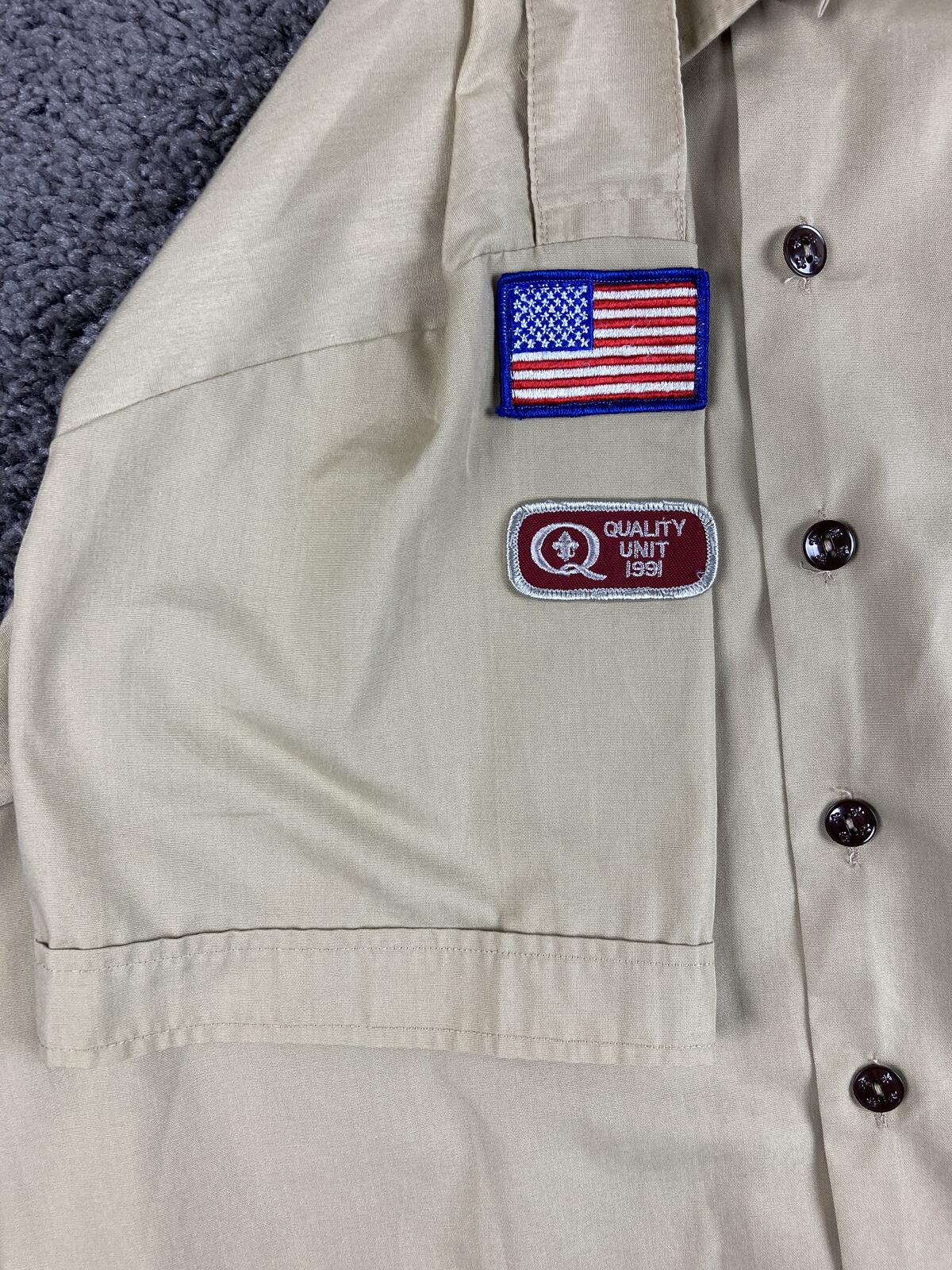Vintage Boy Scouts of America BSA Uniform Shirt Assistant Scoutmaster 255 Tan XL