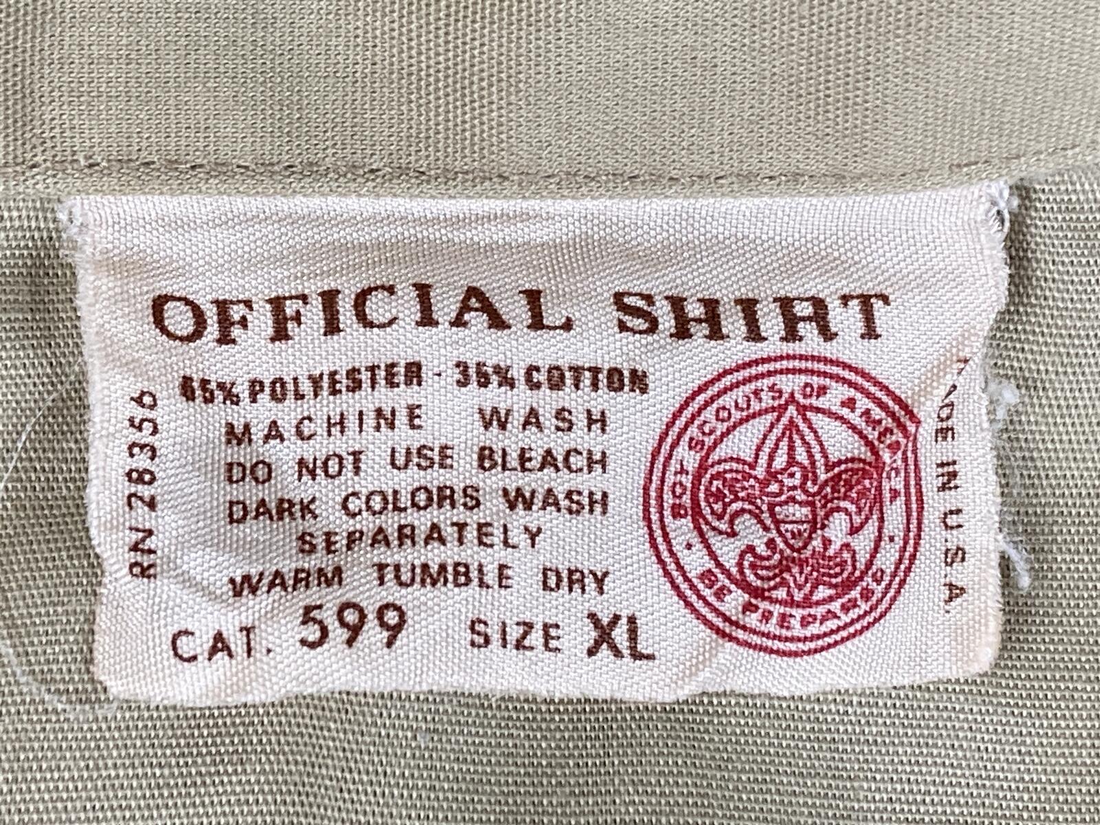 Vintage Boy Scouts of America BSA Uniform Shirt Assistant Scoutmaster 255 Tan XL