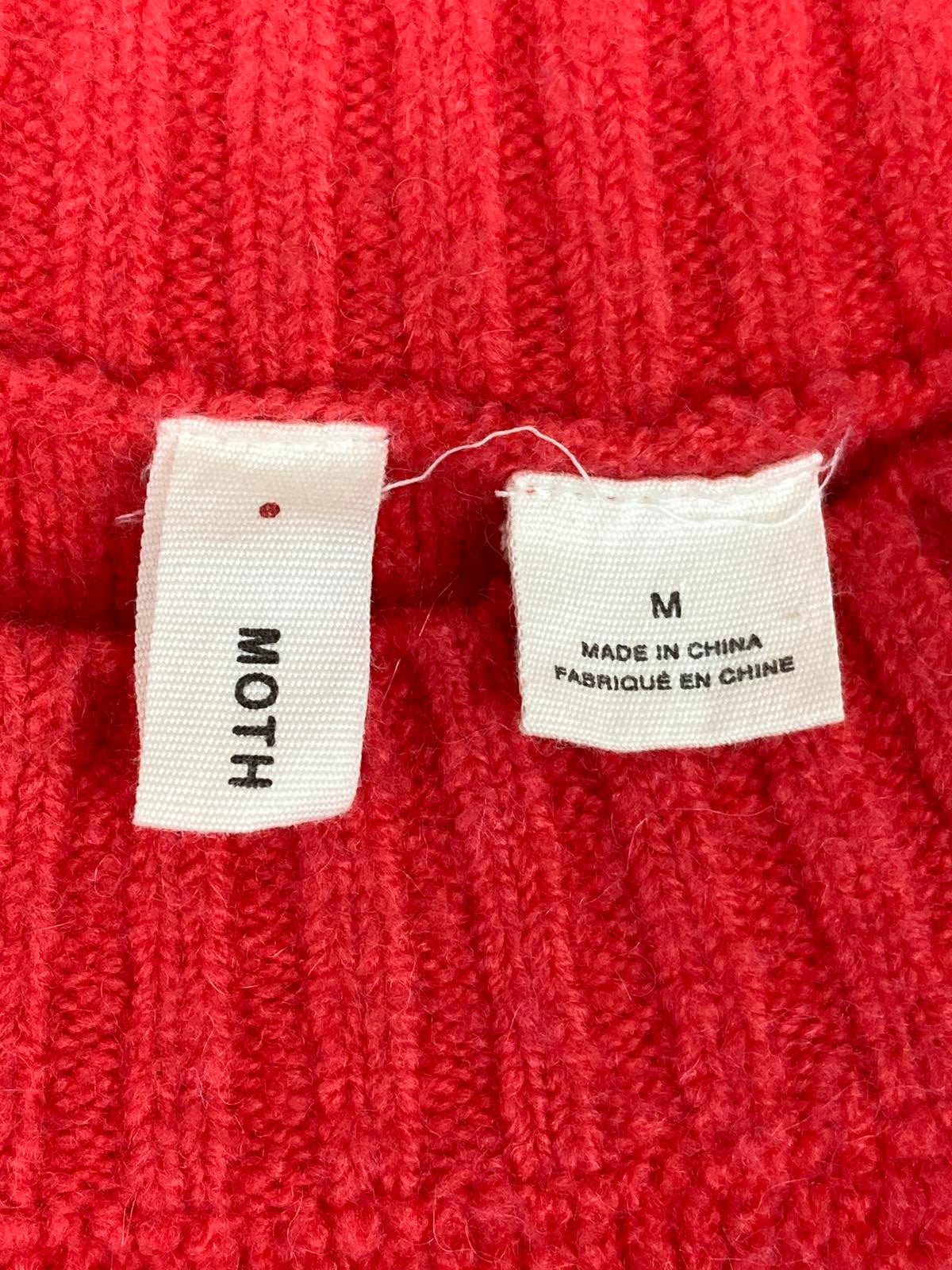 MOTH by Anthropologie Sweater Red Alpaca Wool Blend Short Sleeve Women M