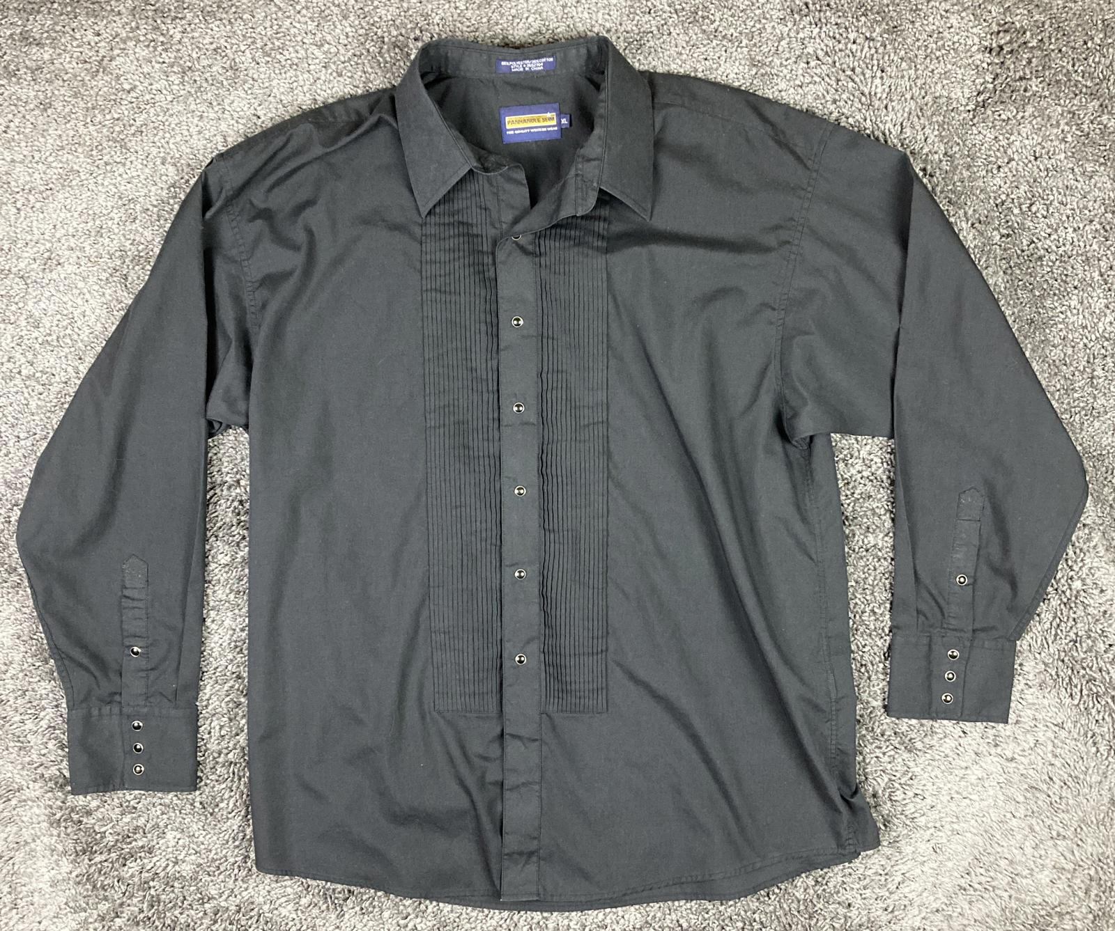 Panhandle Slim Black Western Pearl Snap Long Sleeve Dress Shirt Tuxedo Pleats XL