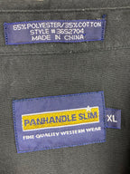 Panhandle Slim Black Western Pearl Snap Long Sleeve Dress Shirt Tuxedo Pleats XL