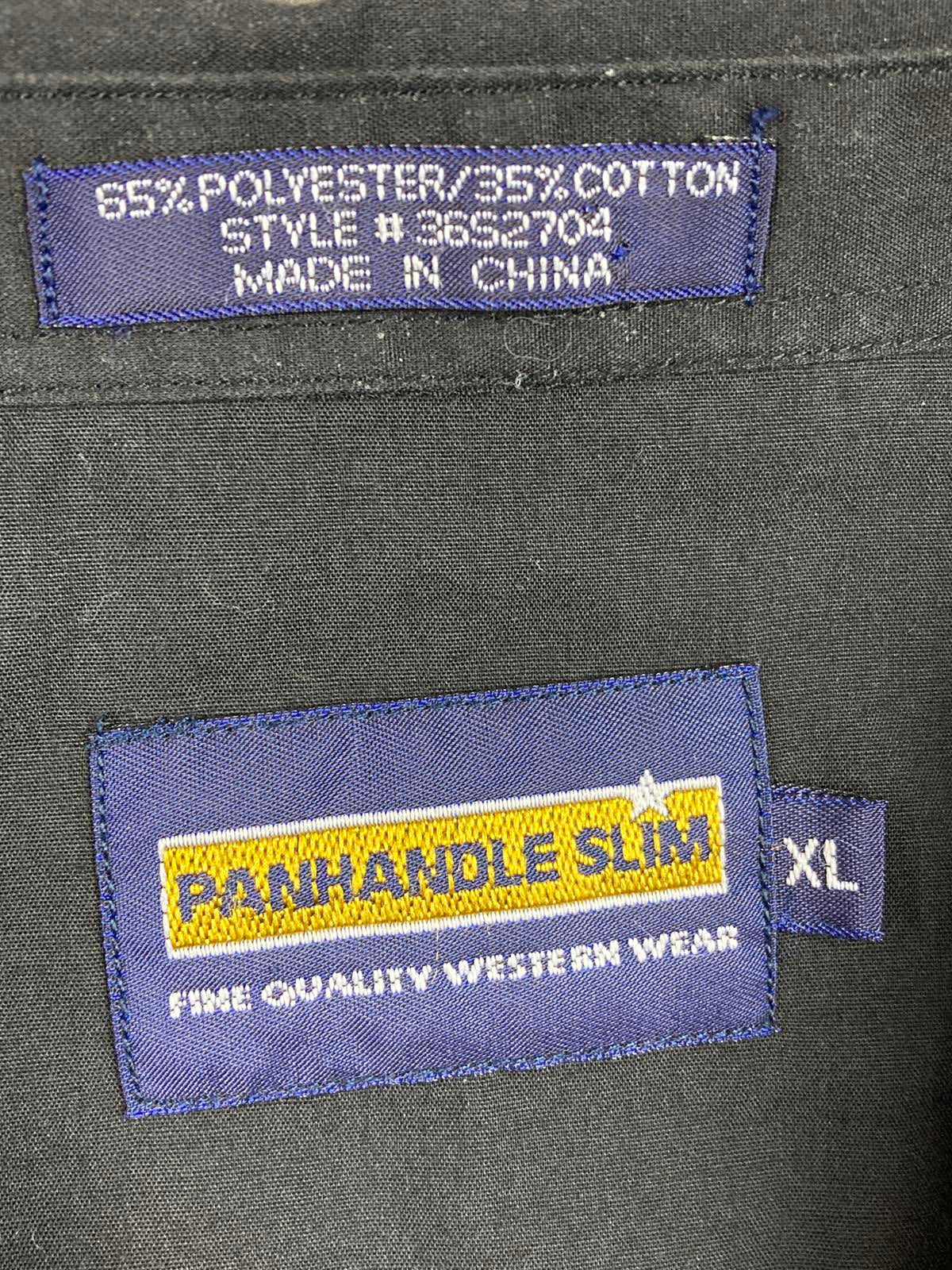 Panhandle Slim Black Western Pearl Snap Long Sleeve Dress Shirt Tuxedo Pleats XL