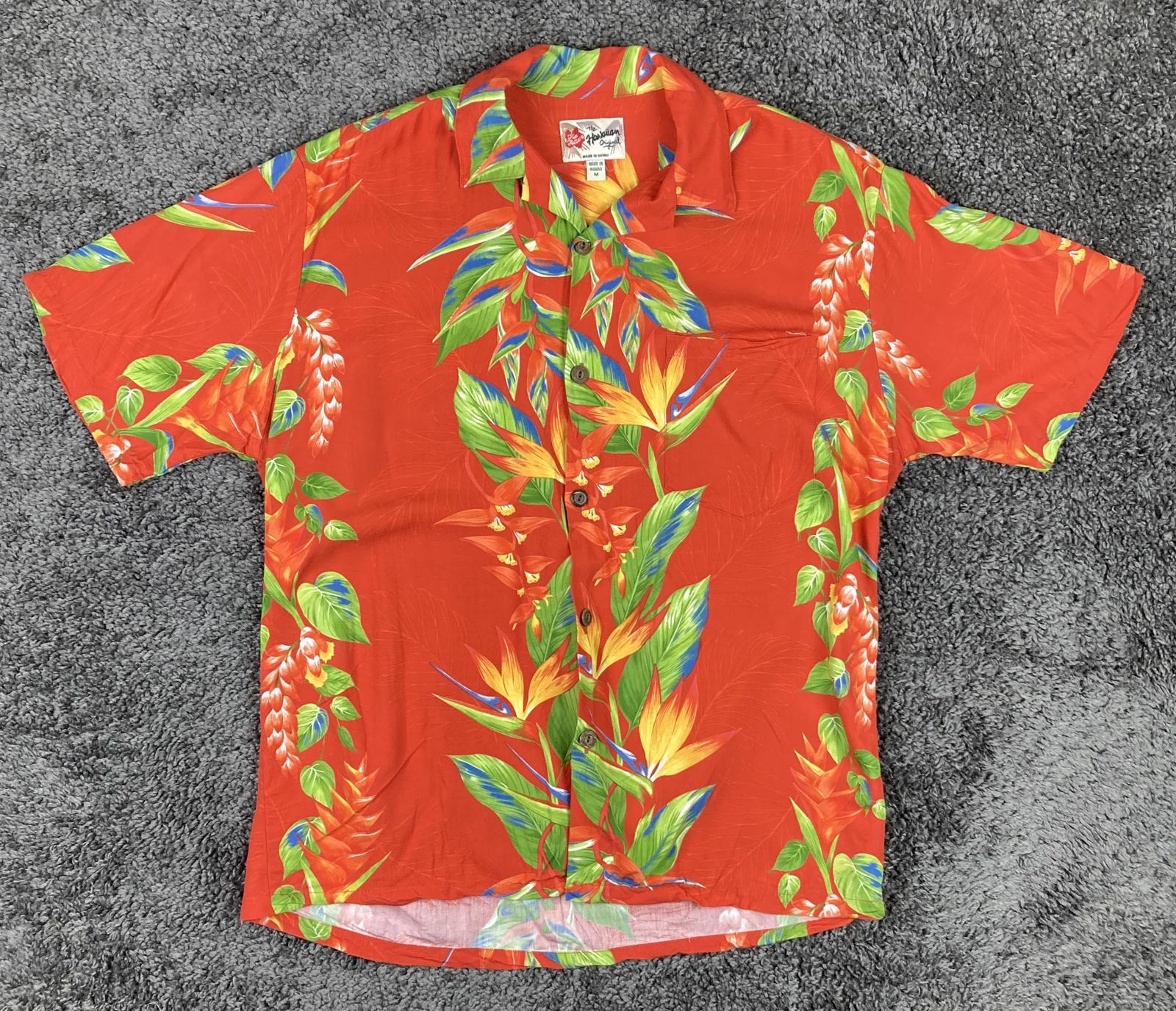Hilo Hattie The Hawaiian Original Bird of Paradise Aloha Shirt Men's Red Sz M