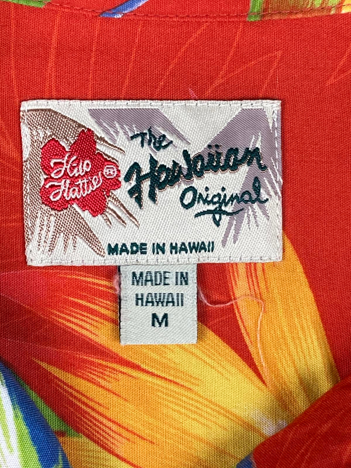 Hilo Hattie The Hawaiian Original Bird of Paradise Aloha Shirt Men's Red Sz M