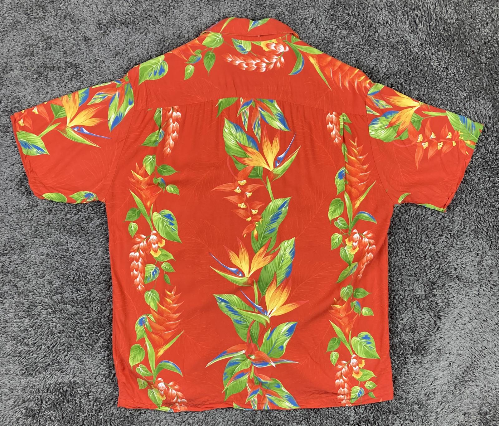 Hilo Hattie The Hawaiian Original Bird of Paradise Aloha Shirt Men's Red Sz M