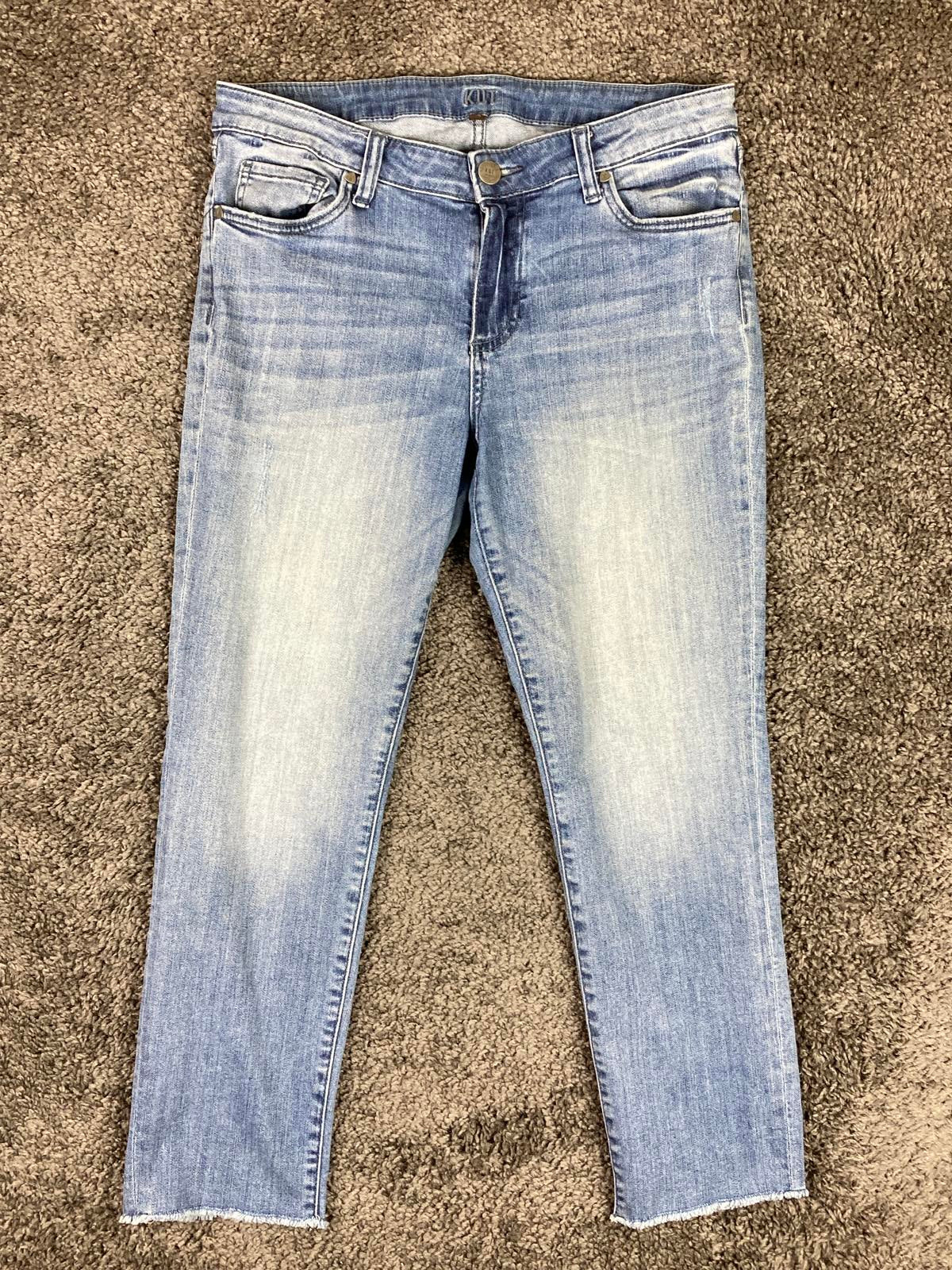 KUT from the Kloth Catherine Jeans  Womens Crop Straight Leg Raw Hem Sz 10