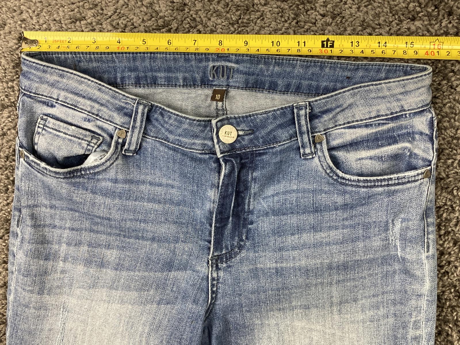 KUT from the Kloth Catherine Jeans  Womens Crop Straight Leg Raw Hem Sz 10