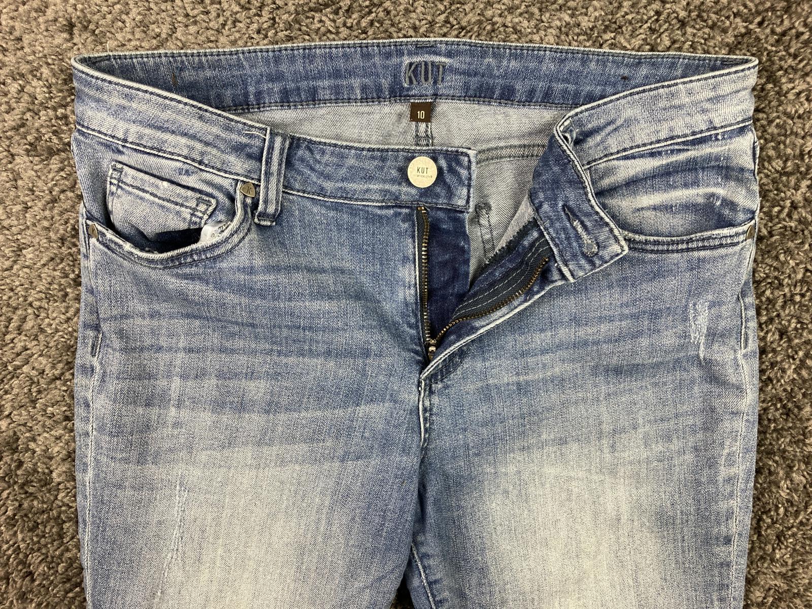 KUT from the Kloth Catherine Jeans  Womens Crop Straight Leg Raw Hem Sz 10
