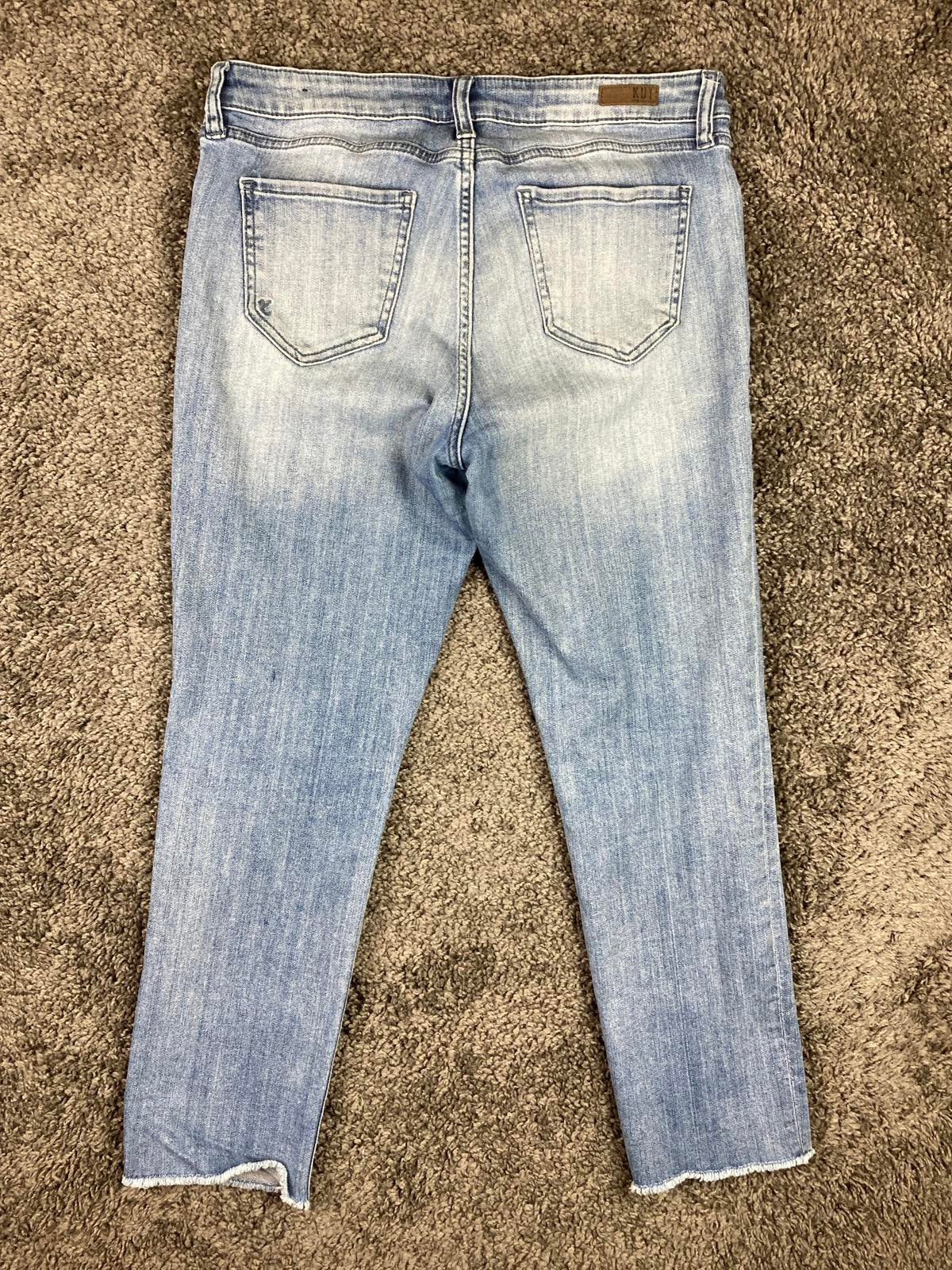 KUT from the Kloth Catherine Jeans  Womens Crop Straight Leg Raw Hem Sz 10