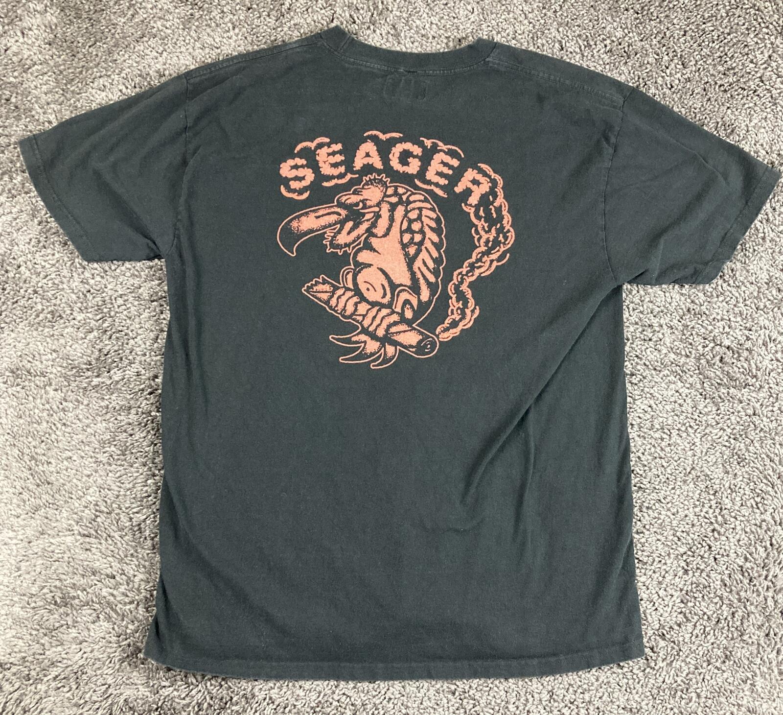 Seager Graphic T-Shirt Mens Black Eagle Skull Short Sleeve Tee Sz L