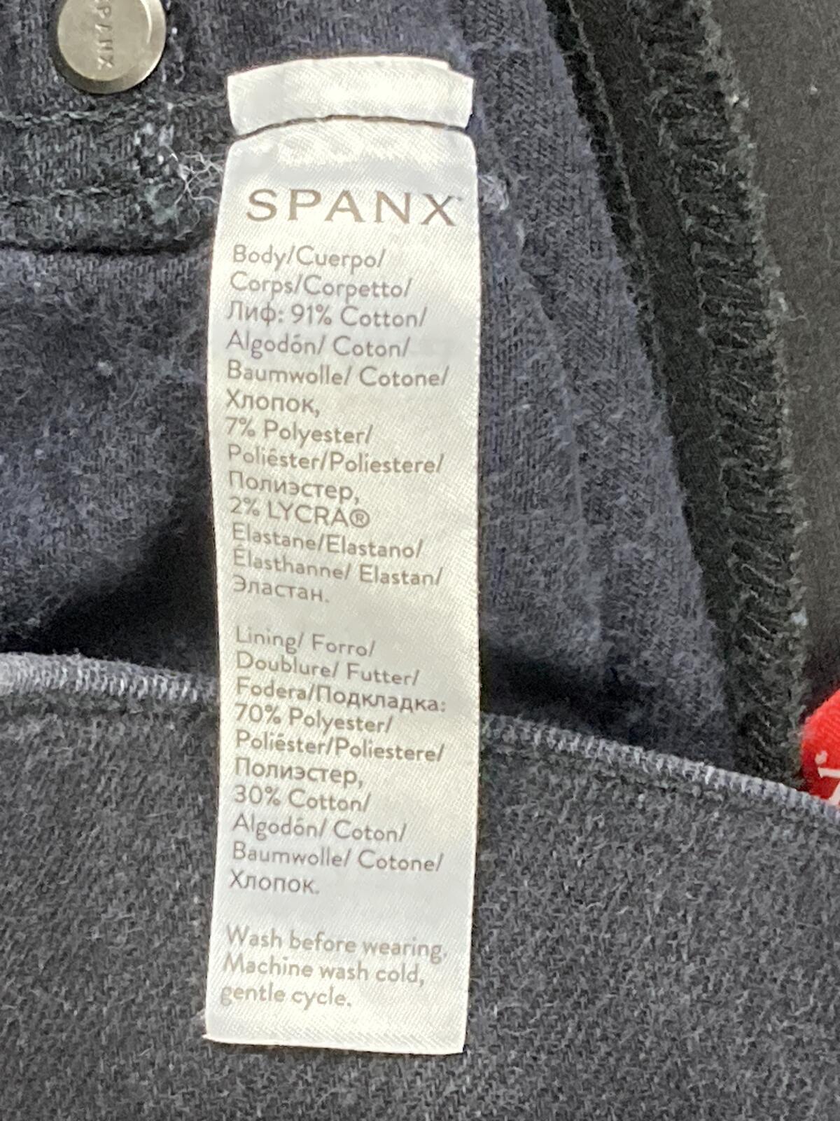 Spanx Jean-ish Ankle Leggings Black Skinny Slimming Pull On Jeggings Sz Medium